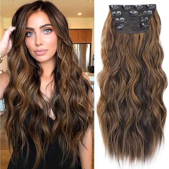 20 inch 4 pieces 11 clips thick hairpieces hair extension main image 5